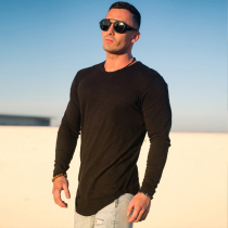 Spring New Muscle Captain Pure Color T-shirt Men Sports Casual Sashimi Elastic Fitness Comfort Beat Undercotton Long Sleeves