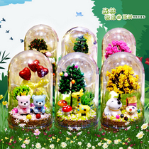 Simulation ecological diy forest micro landscape children creative handmade with lamp crystal glass bottle making material toy
