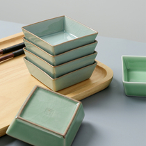 Celadon ice crack seasoning dish household vinegar dish dried fruit small dish snack dish creative Chinese goyao ceramic tableware