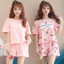 Pajamas female summer students new short-sleeved shorts cute girls Korean version of loose summer suits home clothes can be worn outside