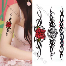 ins wind waterproof tattoo sticker colorful flower and grass rose strip totem minimalist wrist arm long chain tattoo HM361