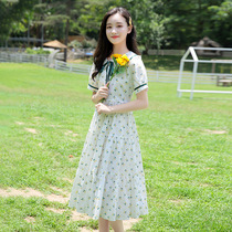 Girl Dress 2021 Summer College Style Lady hipster Middle School Junior High School Students Doll Collar Skirt