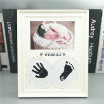Baby hand and foot print mud souvenir Newborn hand and foot print foot print photo frame Baby hand and foot print full moon 100 days gift