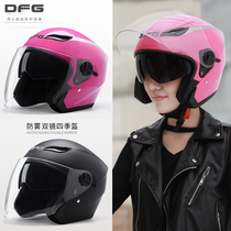 Electric battery car helmet Mens and womens four-season motorcycle head gray helmet Winter warm full helmet Half helmet helmet