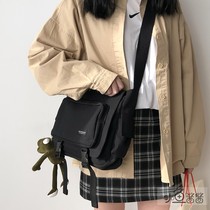  Black messenger bag large capacity female ins all-match fashion canvas bag trendy mens new tooling shoulder bag student