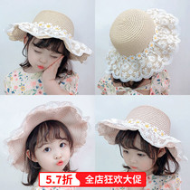 Girl Grass Hat Summer South Korea Children Princess Lace Sun Hat Summer Sun Protection Great Eatery Beach Hat Fisherman Hat