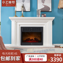 Marble fireplace American simple modern TV decoration cabinet natural stone Fangshan white marble stone carving Mantel