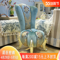 Eurostyle single sofa chair Living room Chair Villa Balcony fabric Sofa Countryside Solid Wood Leisure Chair Clubhouse
