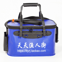 EVA Bucket Tank Live Fish Tank Fishing Barrel Fish Protect Bucket Packaging Fold with mesh lid square barrel