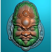 Carved figure relief figure grayscale figure bmp computer carved Tibetan Buddha head ghost head positive face yellow god of wealth big black sky