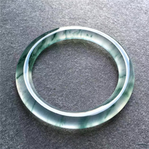 Ice species transparent floating flower round strip Burmese jade bracelet natural A cargo Green old pit jade bracelet promotion