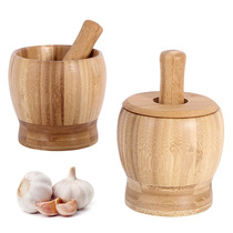 Versatile bamboo mash mashed garlic pot home kitchen food spoiler creative garlic clay grinding machine with lid mashed garlic