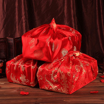 Wedding red cloth Xiben wrapped cloth Chinese wedding red envelope buns leather satin womens dowry supplies large baggage