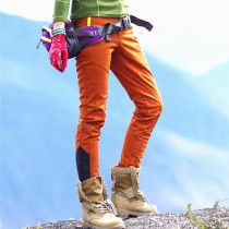 (Clearance) Camping outdoor assault pants women elastic plus velvet padded waterproof soft shell pants climbing pants fleece pants