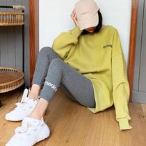 Tightness high waist letter with underpants female outside wearing spring and autumn slim fit cotton 100 lap nine with elastic tight fit 80% pants