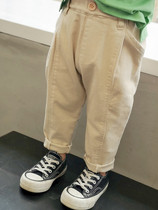 Boys work pants spring fit 2020 new ocean gas baby casual Korean version swarm pants children pure cotton pants Chauffo