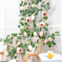 Large Head Mudan Flower Vine Rose Fake Flowers Vines Living-room Air Conditioning Piping Wall Balcony Decoration Shelter Emulation Plant