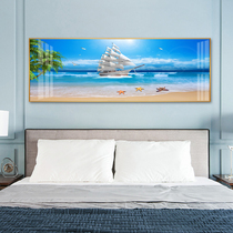 Living room modern simple living room bedroom blue seaside Nordic plain sailing Sea View hotel bedside painting decorative painting