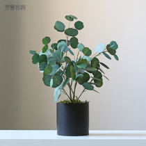 Roman Mother Nordic Wind Light Extravagant Emulation Flowers Yougali Leaf Potted Round Leaves Fake Flower Living Room Table Decoration Pendulum