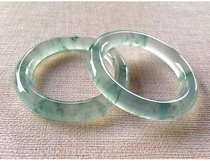 Natural Burmese ice species floating blue flower jade bracelet round bar old pit clear water ice pendant noble concubine jade bracelet pendant female models