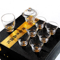 Gold foil glass tea set set large Cup Cup gold kung fu heat-resistant simple transparent tea maker