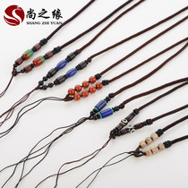 Shangzhiyuan ~ black agate Bodhi lanyard jade pendant lanyard DIY strap chain rope braided Jade rope