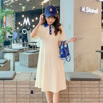 Pregnant Woman Summer Dress Superior Sense 2022 New Big Code Loose a word skirt Summer Fashion short sleeve pure cotton one-piece dress