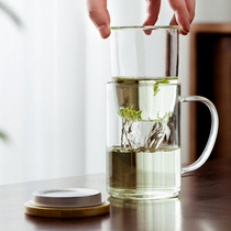 Glass teacup with lid tea water separation office heat-resistant bubble green tea filter household single water Cup