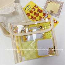 South Korea flat button storage bag simple transparent pvc cosmetic bag student multi-function stationery storage bag