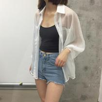 2019 summer sunscreen clothing female Korean loose bf Joker ultra-thin chiffon cardigan long sleeve short jacket student tide