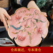 American flower and bird ceramic decoration sitting plate home creative ins swing plate living room TV cabinet porch crafts ornaments