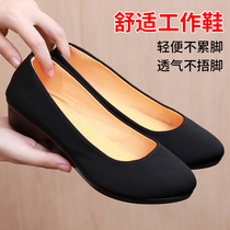 Old Beijing cloth shoes slope heel womens shoes hotel middle heel single shoes dancing soft bottom black work shoes waiter work shoes