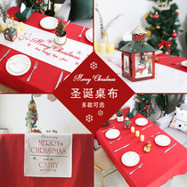 Christmas decoration scene arrangement Red tablecloth tablecloth cotton linen household rectangular Nordic fresh net red tablecloth