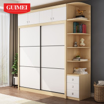  Nordic wardrobe Small apartment household simple modern two-door economical bedroom sliding door large wardrobe sliding door wardrobe