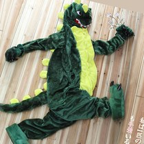 Small dinosaur conjoined pajamas female cartoon anime thickened animal furry autumn winter cute adult coral velvet man
