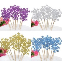 Snowflake toothpick card Ice Princess family scene Childrens birthday cake decoration baking materials Christmas set