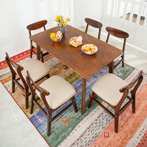 Nordic Solid Wood Tables and Chairs Combined with small family-size round table Modern Simple Living Restaurant Eat Table
