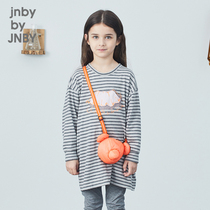 Jiangnan commoner childrens clothing spring discount new girls long sleeve loose striped dress T-shirt 1J7600900