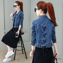 Autumn short denim jacket female 2021 spring and autumn foreign style jacket Korean version of Joker August salt fried Street
