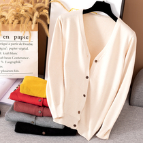 Early autumn coat womens knitted cardigan thin wild loose Foreign color shawl cashmere spring sweater women