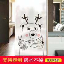 Electrostatic frosted glass paste transparent living room toilet moving door sticker window sticker childrens room cartoon