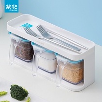 Camellia seasoning box seasoning tank set silver ion antibacterial pressing moisture-proof transparent plastic sealing multifunctional oil pot