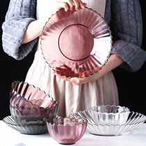 Net red glass bowl plate modern home living room fruit cake plate salad bowl Nordic creative dessert bowl fruit bowl