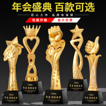 Resin Trophy Custom Creative Five-Pointed Star Thumb Sales Group Award Company Pin Crown Performance Team Trophy