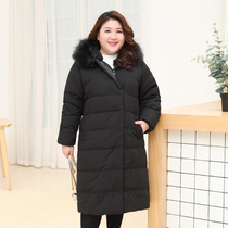 90% white duck suede large size down jacket for woman long and fat mm sister 200 catty with hypertrophy coat genuine fur collar jacket winter clothing