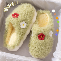 Cute Cotton Slippers Women Winter 2022 New Indoor home thick bottom Domestic fur slippers Female outwear Winter