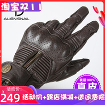 Alien snail motorcycle gloves men and women can touch the screen to prevent the breathable retro sheepskin Harley locomotive riding gloves