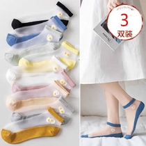 Socks women Summer socks shallow boat Socks spring summer thin crystal glass stockings cotton bottom Net red ins tide