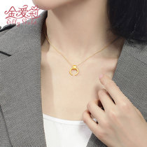 Gold necklace female 3D hard ancient bull horn pendant Clavicle chain 999 pure gold O word chain Pure gold set chain 520 gift