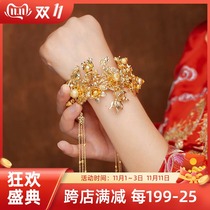 Bride Chinese Bracelet 2021 New Antiquity Golden Flower Handwear Cheongsam Bracelet Classical Wedding Accessories Drunken Willow